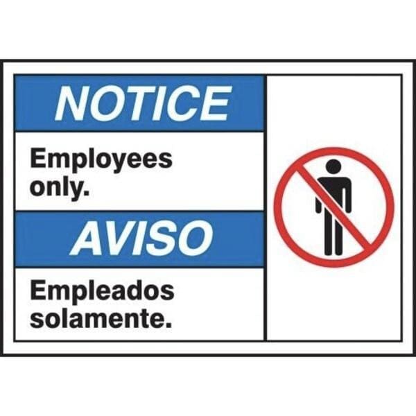 Accuform BILINGUAL ANSI SIGN EMPLOYEES ONLY MTAS800VP MTAS800VP - main
